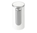 Pompa elettrica portatile con corpo bianco e beccuccio grigio, vista frontale