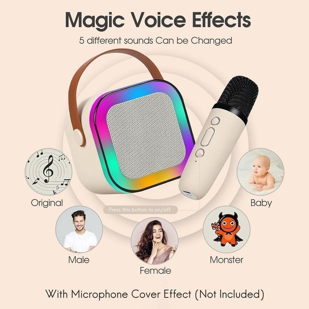 Cassa karaoke portatile con luci LED e microfono Bluetooth, effetti voce