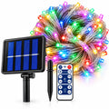 Luci a tenda LED multicolore con pannello solare, telecomando e filo trasparente