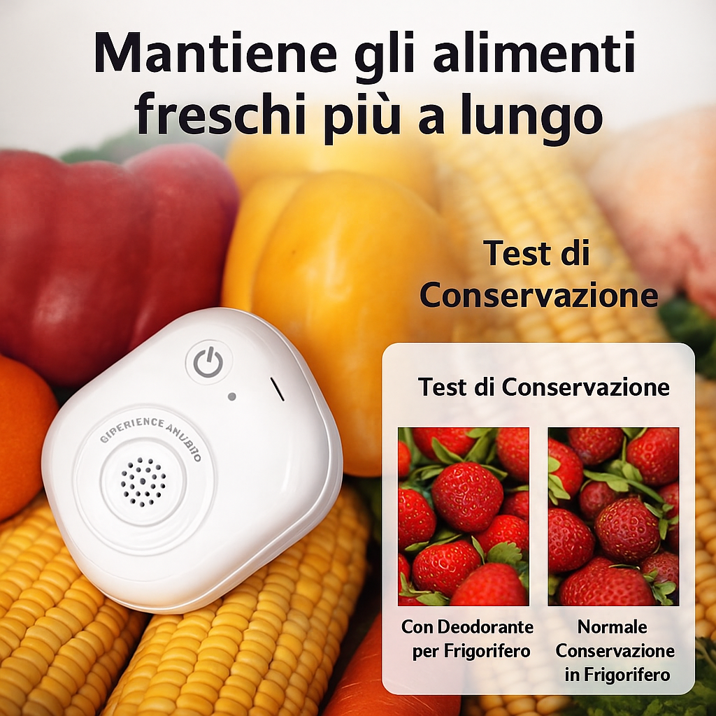 Mini purificatore d’aria per frigorifero bianco con griglia forata e indicatori