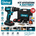 Kit avvitatore 48V con valigetta attrezzi e accessori, trapano nero e blu
