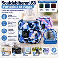 Borsa termica scaldabiberon USB mimetica blu con pannello 3 livelli