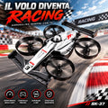 Quadricottero RC bianco con 4 eliche nere e protezioni integrate SK-37