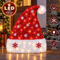 Cappello di Babbo Natale LED rosso con bordo bianco e fiocchi di neve luminosi