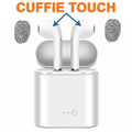 Cuffie auricolari wireless bianche con custodia di ricarica aperta