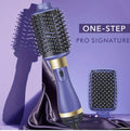 Asciugacapelli styler 2-in-1 blu con spazzola rotante a setole e fori d'aria