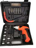 Kit trapano avvitatore wireless in valigetta nera con inserti e cavo