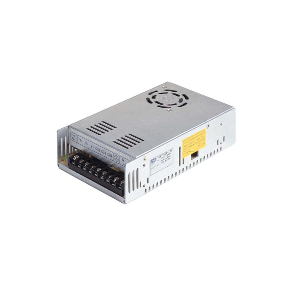 Alimentatore stabilizzato 12V 30A, connettore a morsetti e ventilazione superiore