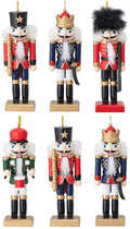 Set di ciondoli schiaccianoci in legno: soldatini con uniforme blu/rossa e cappelli pelosi