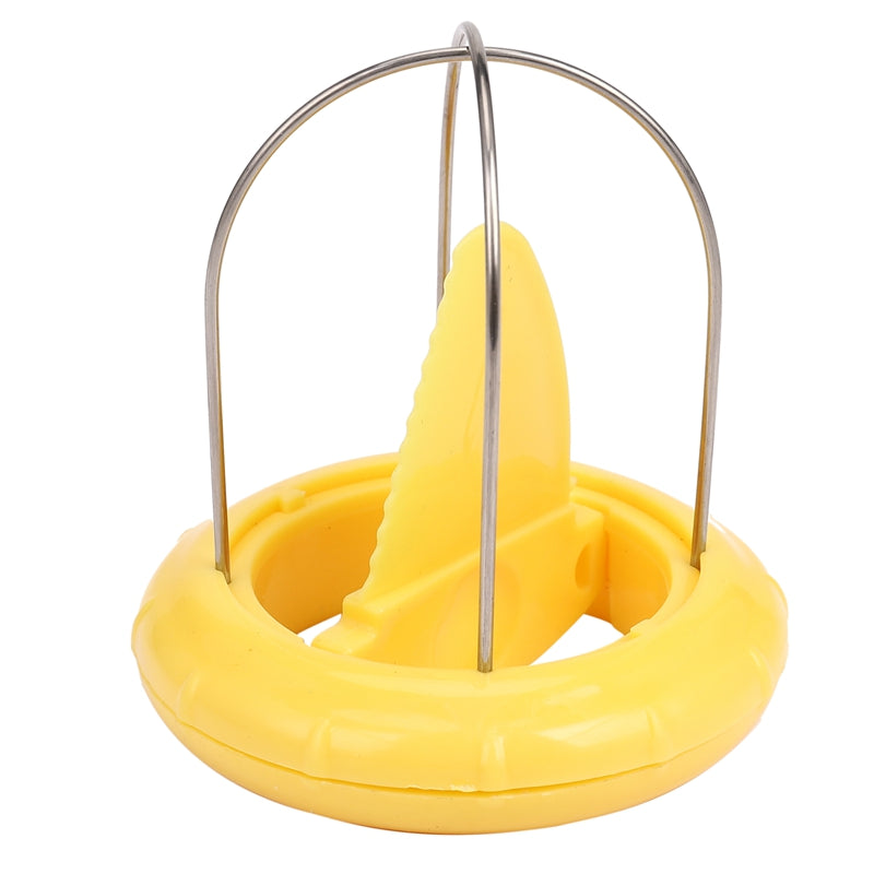 Pelatore per kiwi 2 in 1 giallo con base sagomata e gabbia in acciaio.