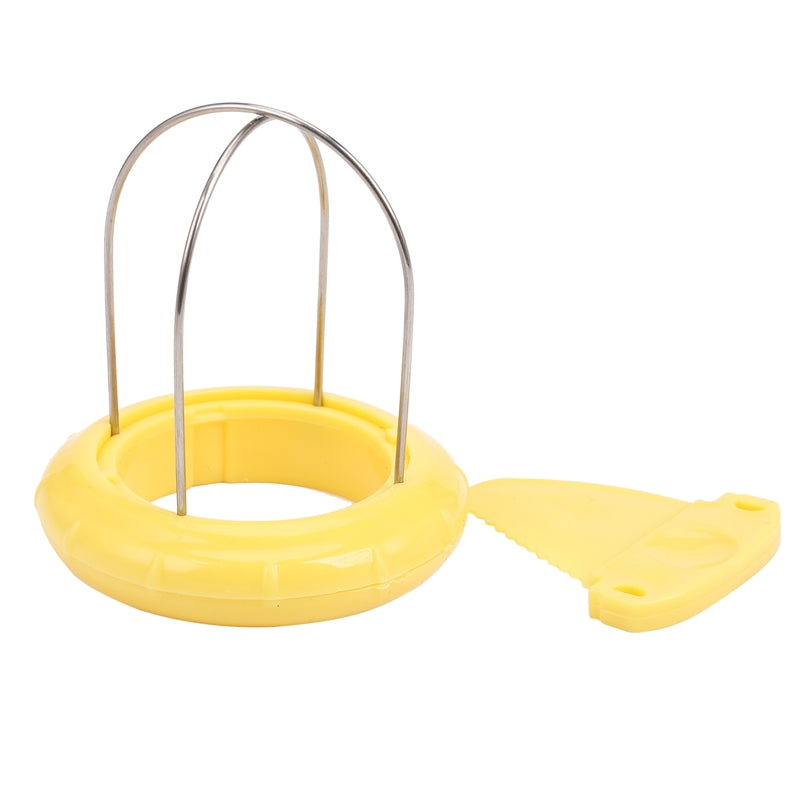 Pelatore per kiwi 2 in 1 giallo con base ad anello e accessorio separato.