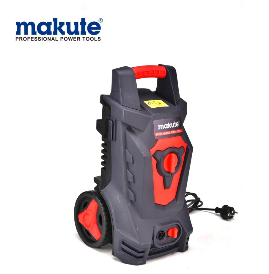Idropulitrice Makuta compatta con ruote rosse, corpo nero e pannello rosso