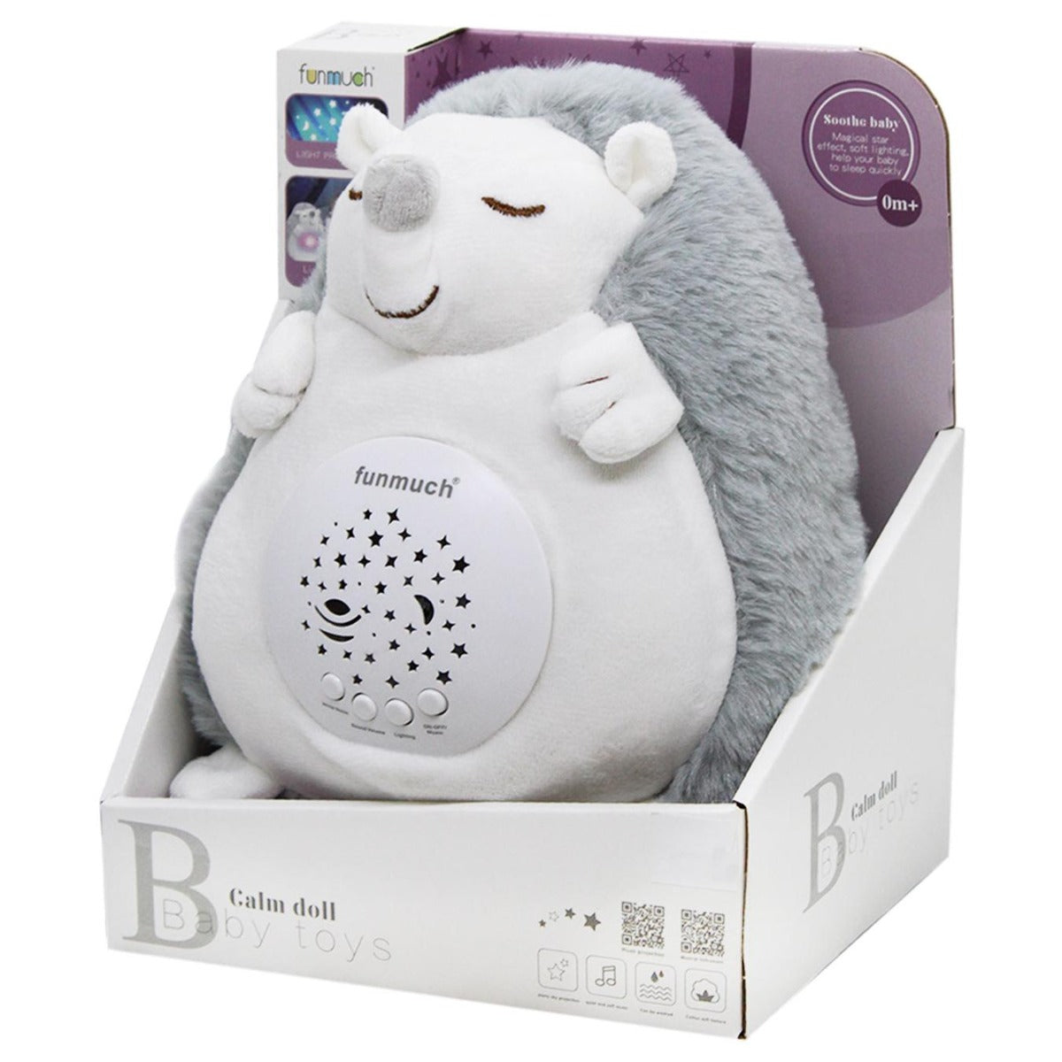 Riccio di peluche funmuch con proiettore tondo, confezione regalo visibile