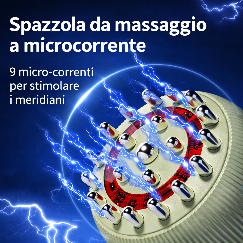 Testina del massaggiatore con contatti metallici e cerchio rosso