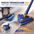 Mocio triangolare rotante 360° blu con panno in microfibra grigio