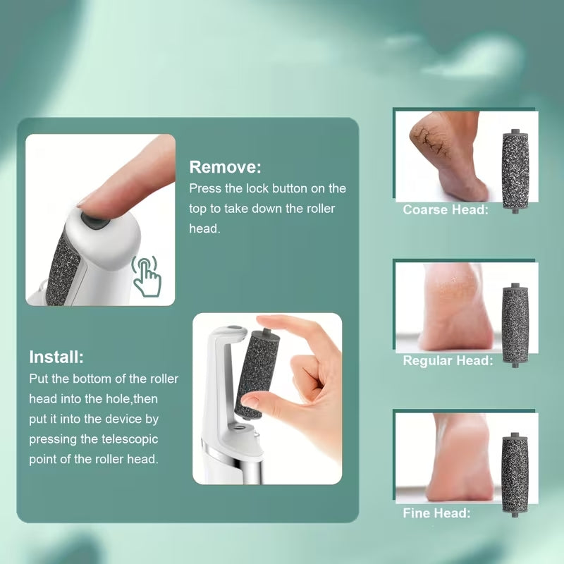 Pedicure Elettrico Professionale per Piedi – Lima Elettrica per Calli e Talloni – Rimuovi Pelle Morta – 3 Rulli Abrasivi – Display LED – Luce LED – Ricarica USB