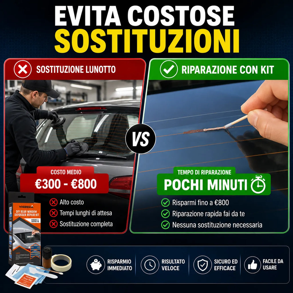Kit riparazione sbrinatore lunotto posteriore: ripara griglia e evita sostituzione lunotto
