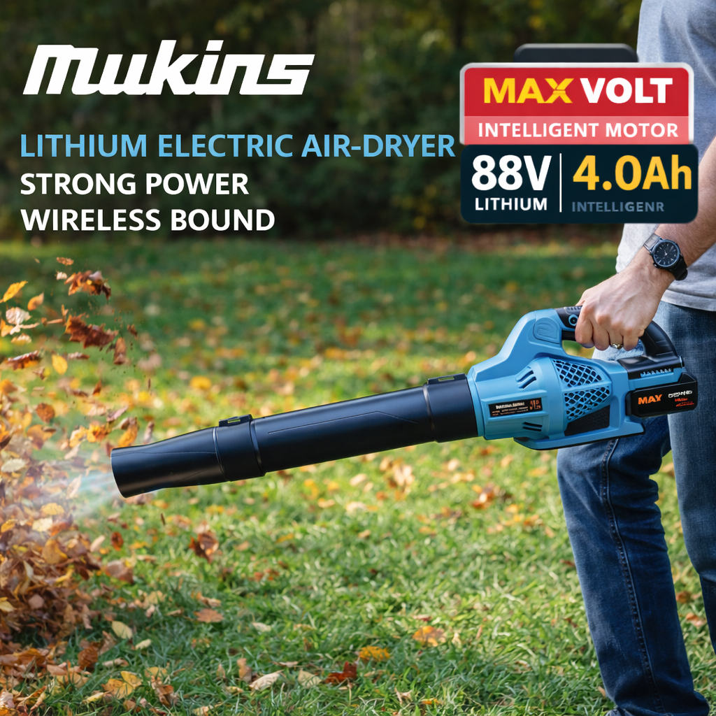 Soffiatore Elettrico a Batteria 88V Mukins Brushless – Soffia Foglie Professionale Wireless 160MPH 2000CFM con Batterie e Caricatore