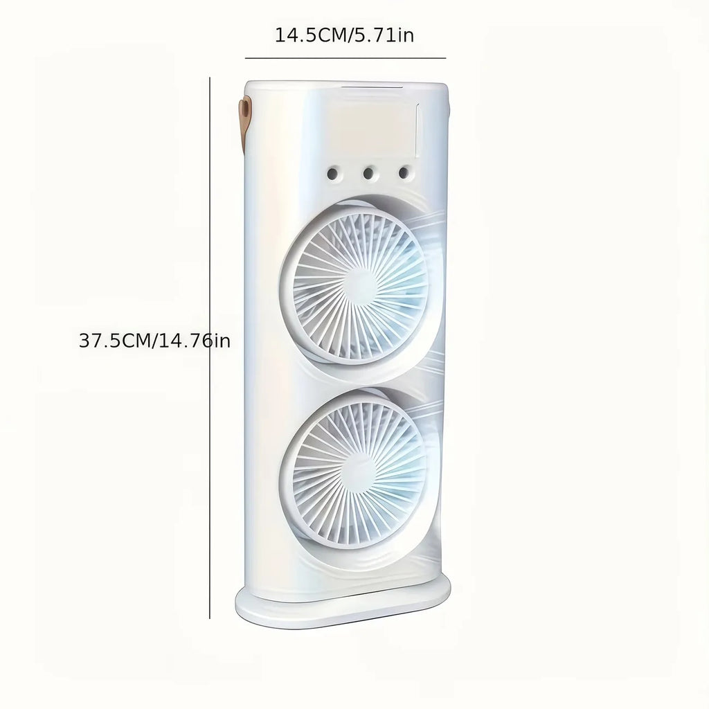 Ventilatore raffreddatore domestico con doppia testa, base e maniglia superiore in rame