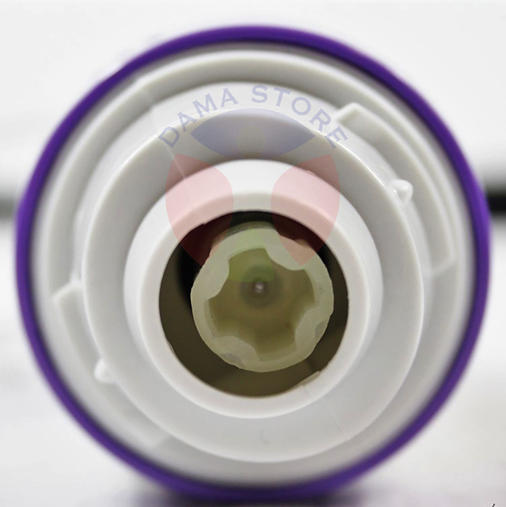 Base tritatutto con lame e perno in contenitore bianco con anello viola