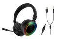 Cuffie gaming nere con microfono a braccio e luci LED RGB circolari