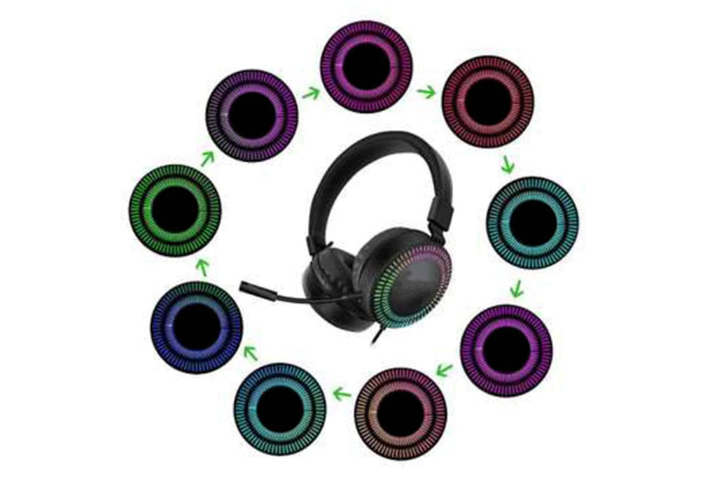 Cuffie gaming nere con microfono e LED RGB multicolore