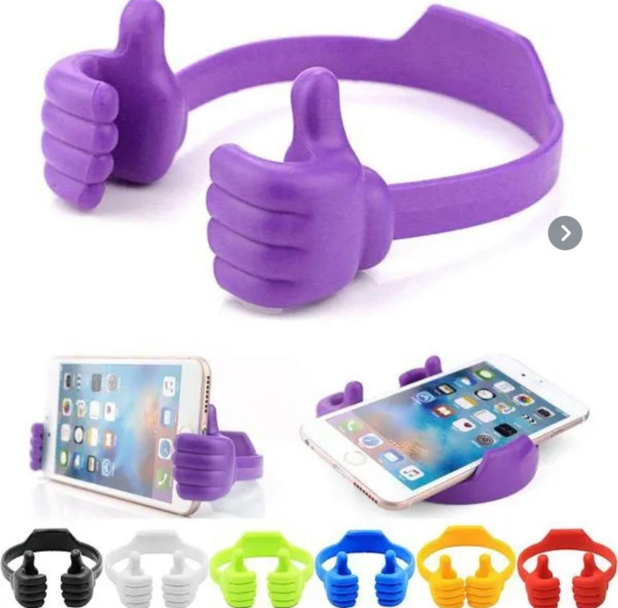 Supporto smartphone flessibile da scrivania con due supporti a dita viola