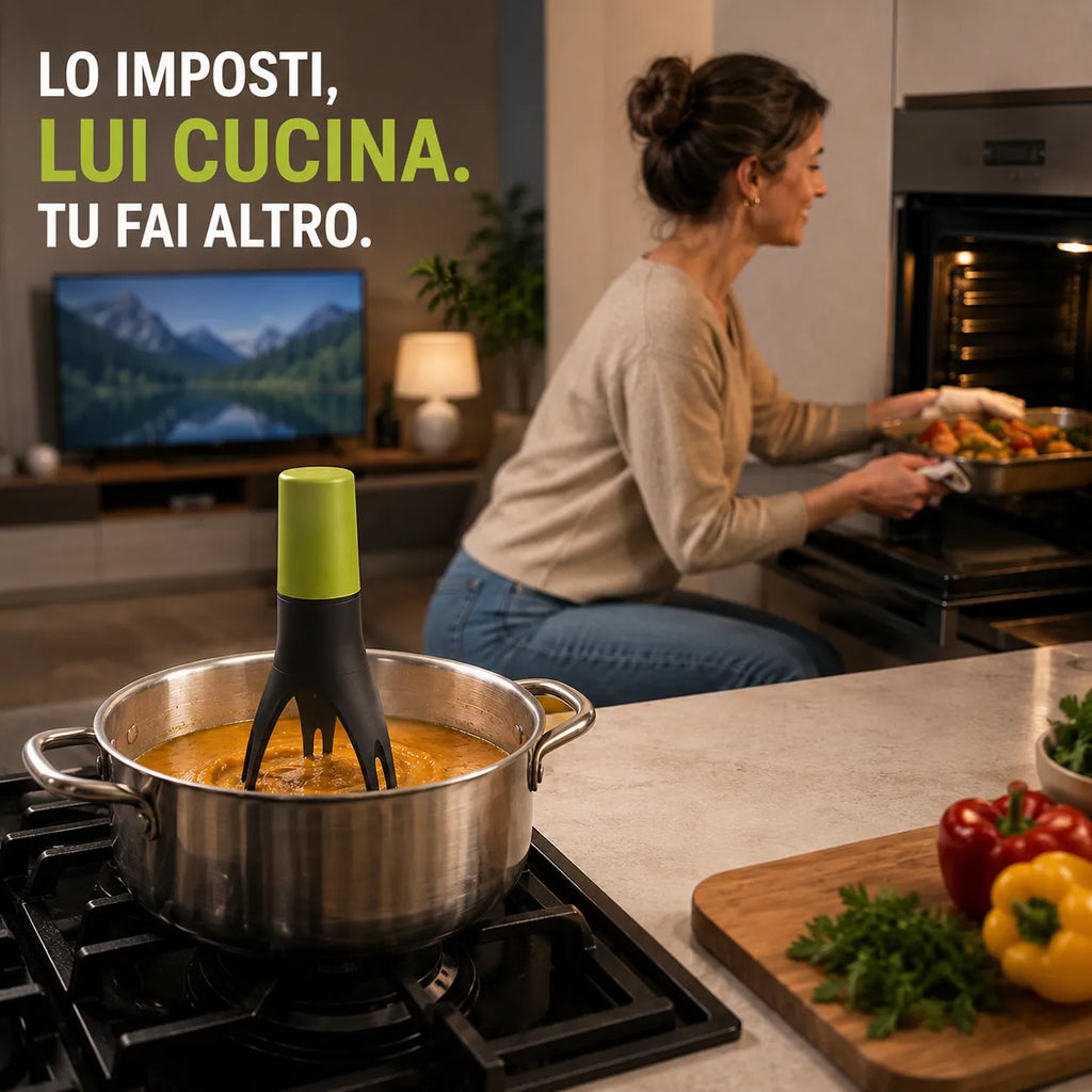 Mescolatore Elettrico Automatico per Pentole Agitatore Cucina Gira Sugo Creme Salse