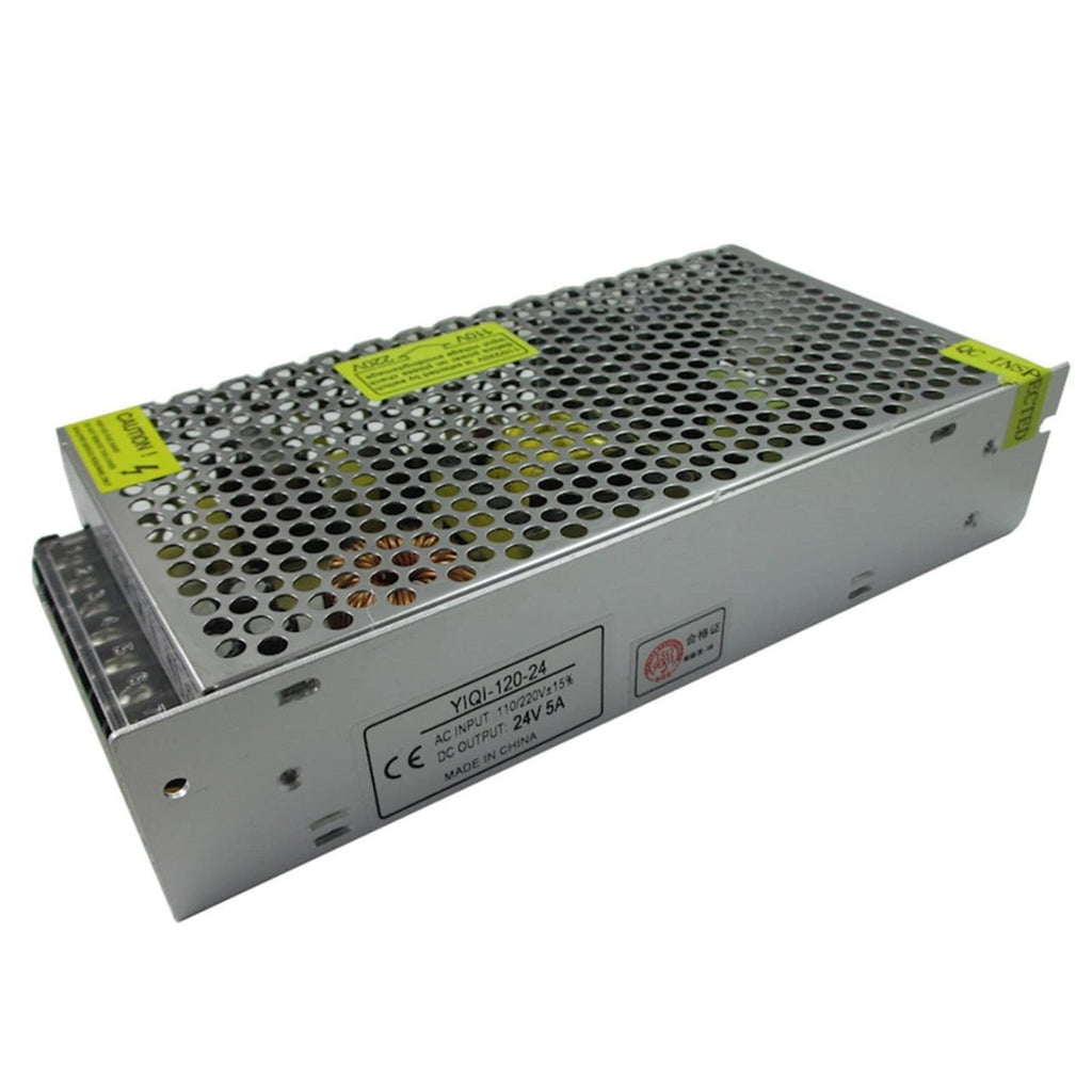 Alimentatore stabilizzato 12V 30A, lato con etichetta e fori di ventilazione