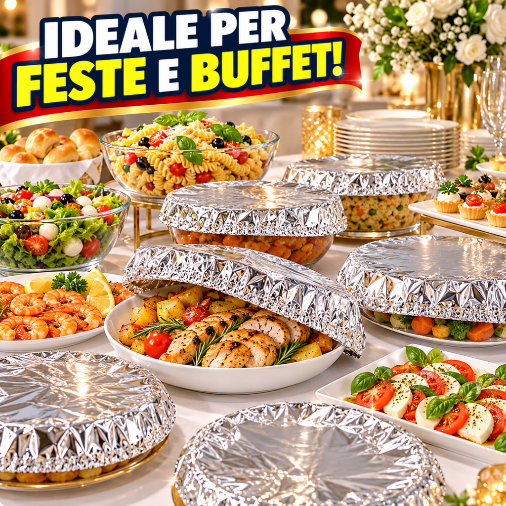Set di coperture termiche in alluminio argentato a cupola per piatti e buffet