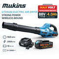 Soffiatore Elettrico a Batteria 88V Mukins Brushless – Soffia Foglie Professionale Wireless 160MPH 2000CFM con Batterie e Caricatore