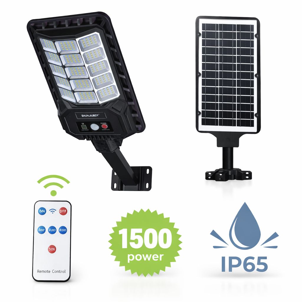 Faro LED Solare 240 LED con Sensore PIR e Telecomando – IP65 Esterno Impermeabile