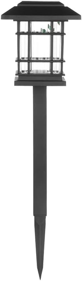 Lampada LED da esterni con palo lungo nero e lanterna quadrata con vetri
