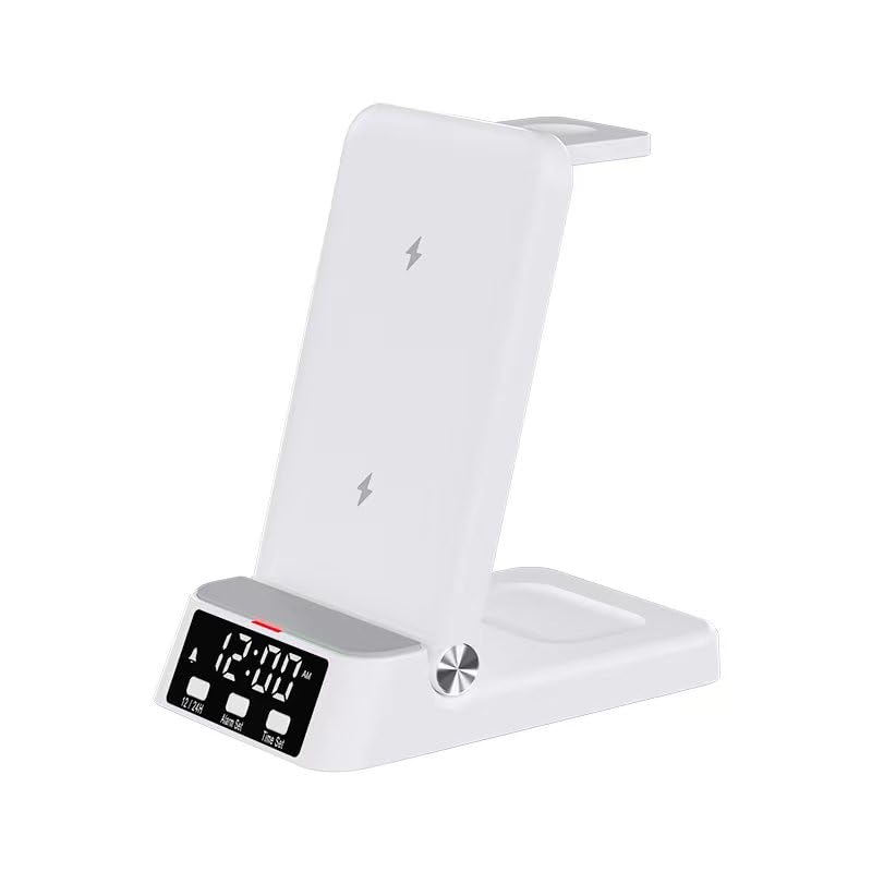 Dock di ricarica 4 in 1 bianco con supporto verticale e display LED