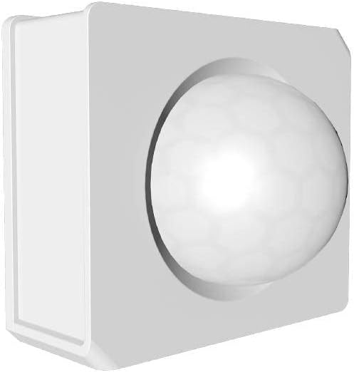 Sensore di movimento ZigBee bianco, vista laterale della lente circolare