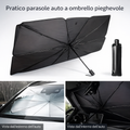Parasole auto pieghevole a ombrello XL nero, struttura a raggi e manico telescopico