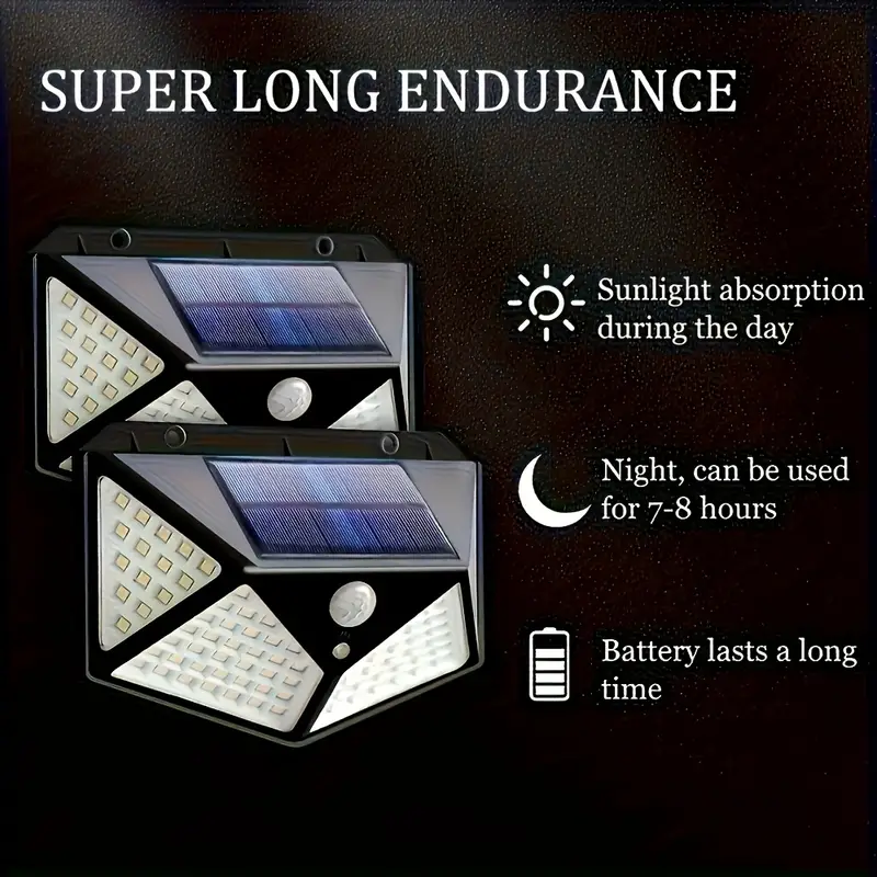 Kit di 2 luci solari LED con sensore movimento, pannello solare blu e sensore