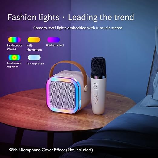 Cassa karaoke portatile con illuminazione LED e microfono Bluetooth con griglia nera