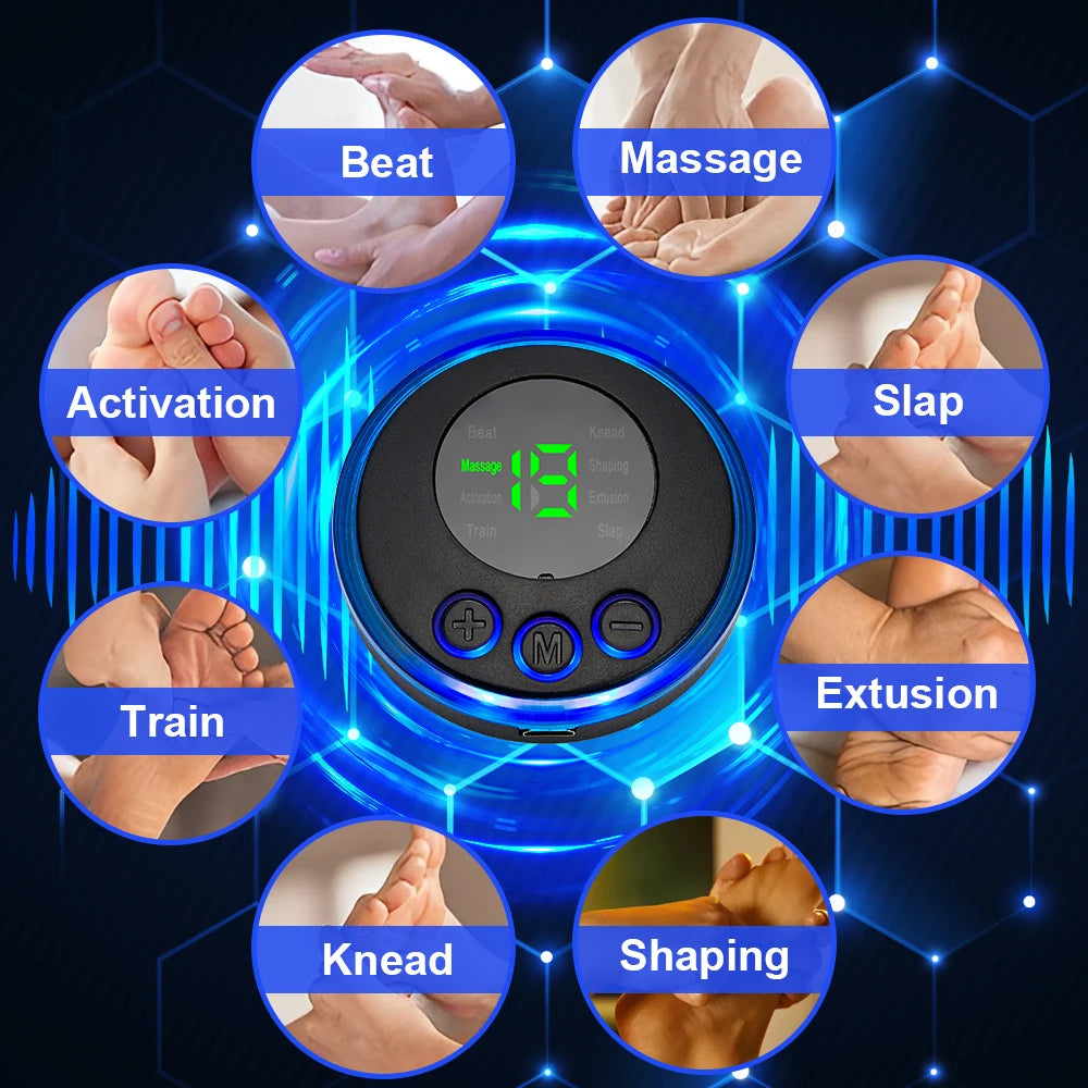Massaggiatore plantare EMS con pannello LED e modalità Beat, Massage, Slap