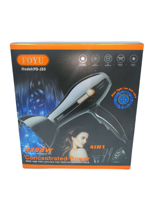 Scatola asciugacapelli Foyu nero con 2200W e modalità 4in1