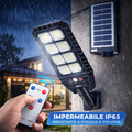 Lampione Solare LED 500W con Sensore di Movimento – Impermeabile IP65, Telecomando, Luce da Esterno per Giardino, Garage e Cancello