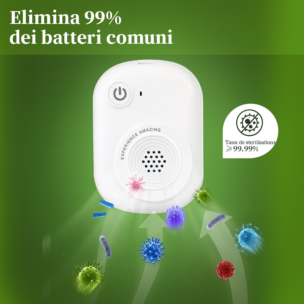 Mini purificatore d’aria per frigorifero bianco con griglia forata e pulsante