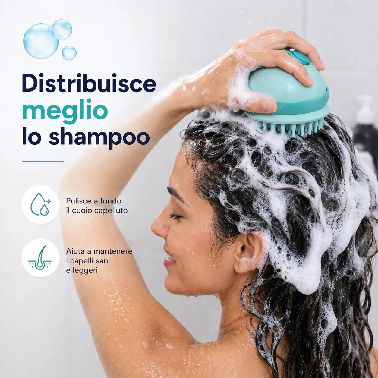 Spazzola massaggiante elettrica per cuoio capelluto azzurro con setole