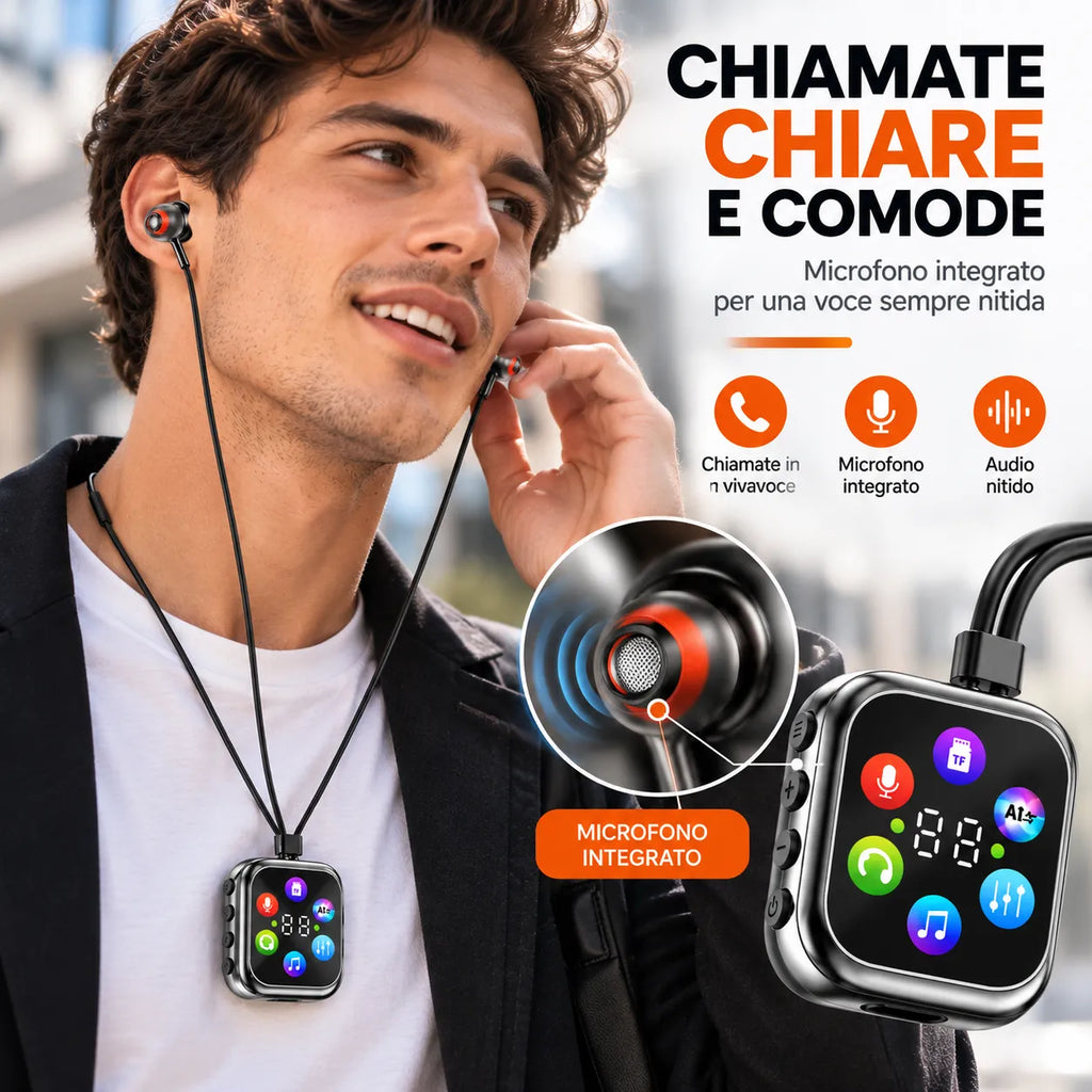Auricolari Bluetooth con microfono integrato e unità display LED, tasti e cavo