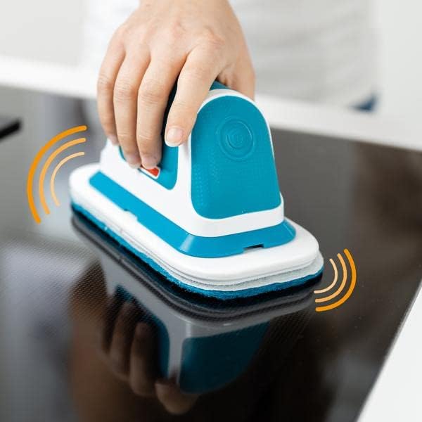 Lavasuperfici elettrico ricaricabile 2 in 1 con testina blu e panno in microfibra