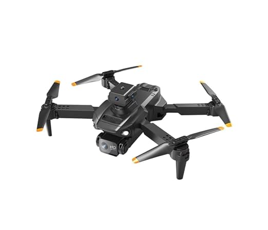 Drone quadricottero pieghevole nero con fotocamera HD e quattro eliche