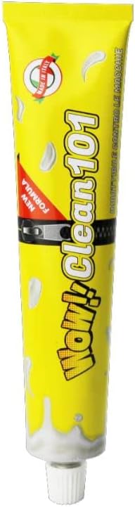 Tubetto giallo smacchiatore per tessuti con beccuccio bianco