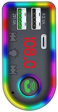 Trasmettitore FM Bluetooth per auto con porta USB e display rosso, bordo RGB