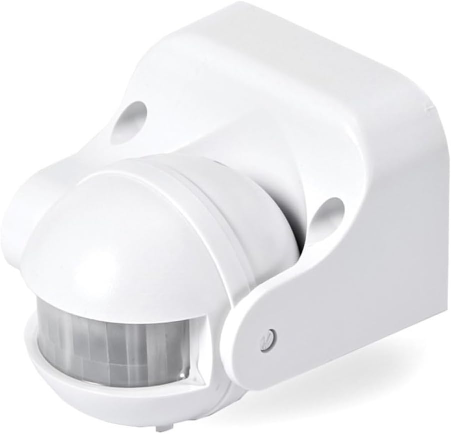 Sensore di movimento PIR crepuscolare bianco con lente e sensore a cupola