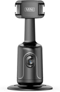 Stabilizzatore per smartphone nero con testa motorizzata e base circolare